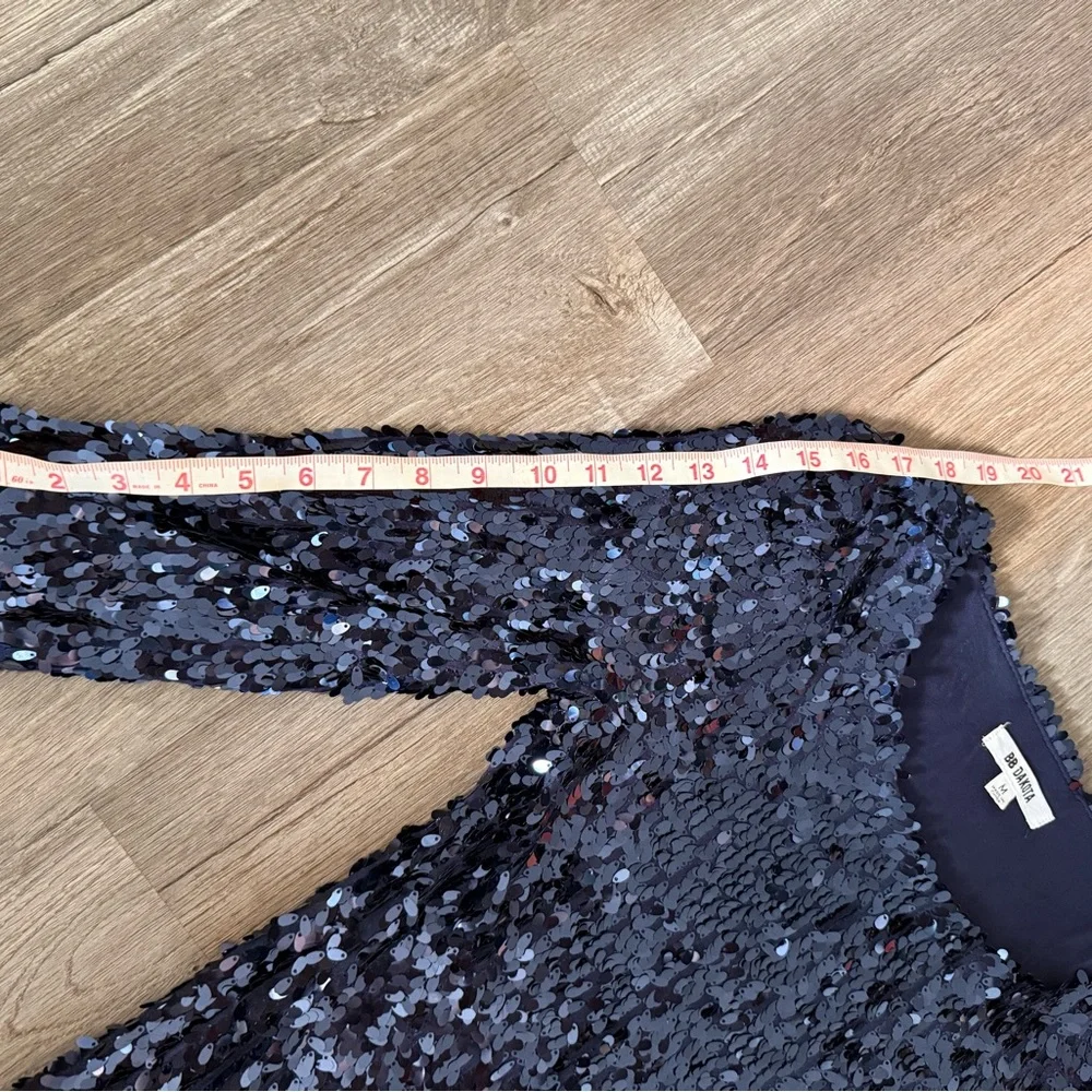 BB Dakota Sparkling Navy Sequin Mini Dress - Picture 8 of 11